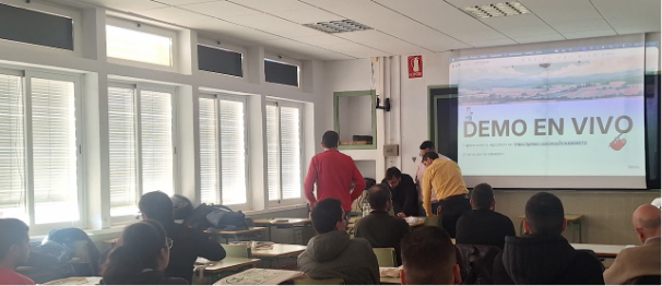 Demo en vivo de un proyecto durante el I Reto Agrotech